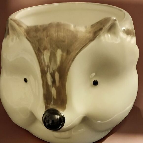 MUG/PLANTER HEDGEHOG/BADGER MUG/PLANTER by PIER 1w Brown & White DARLING NEW! - Picture 5 of 10